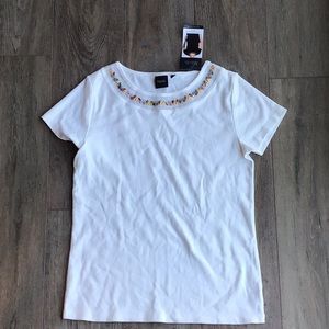 Embellished Short Sleeve Knit Top